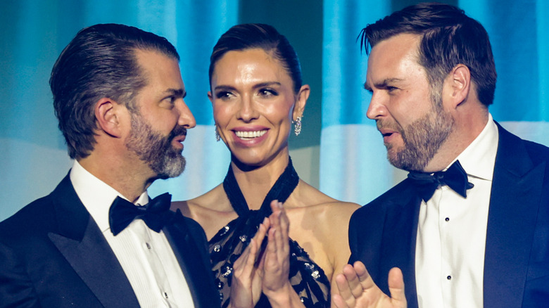 Bettina Anderson standing with Donald Trump Jr. and Vice President JD Vance.