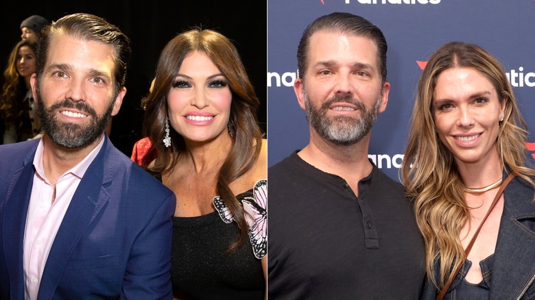 Side-by-side of Donald Trump Jr. with Kimberly Guilfoyle and then Bettina Anderson.