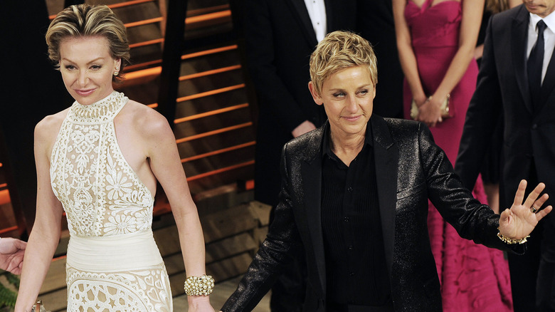 Ellen DeGeneres and Portia de Rossi at the 2014 Vanity Fair Oscars Party.