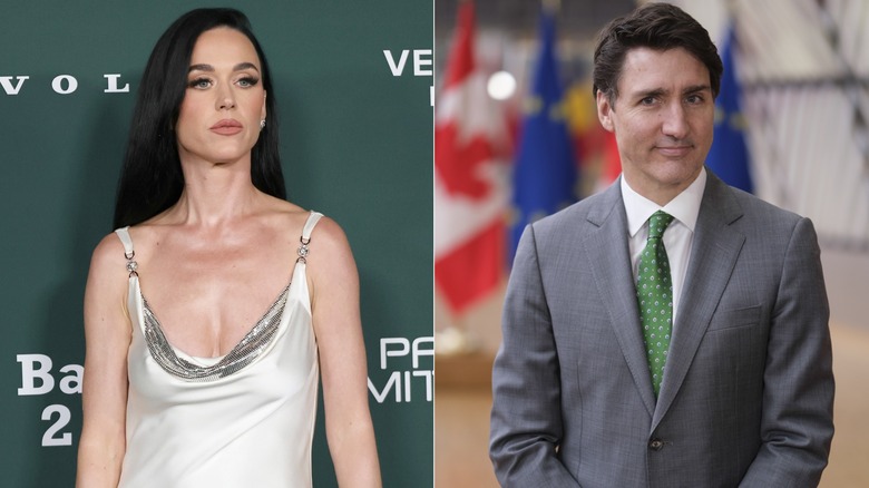 Katy Perry and Justin Trudeau posing for photos