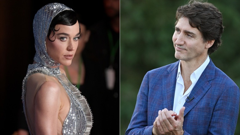 A side-by-side of Katy Perry and Justin Trudeau at different events.