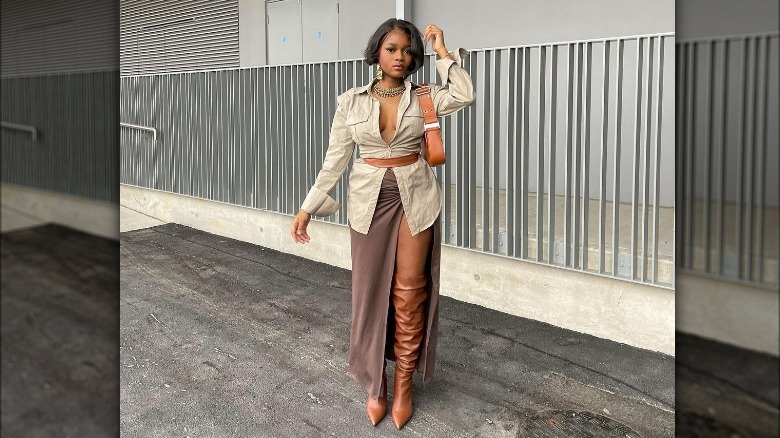 high slit maxi skirt