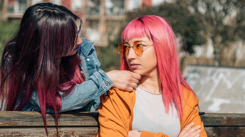 lesbian couple making up