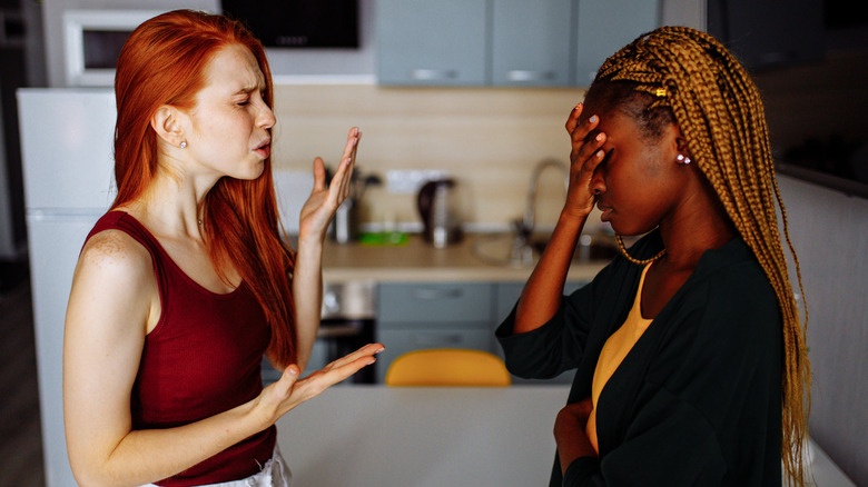 Lesbian couple arguing