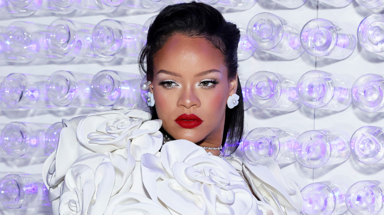 Rihanna wearing white gown at 2023 Met Gala
