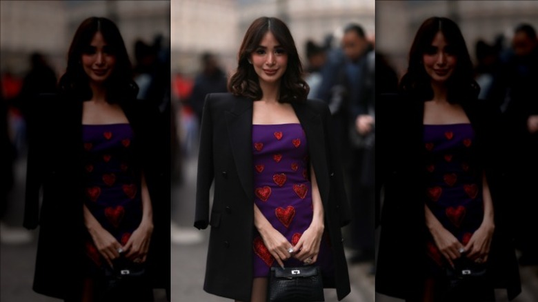 Heart-print mini dress