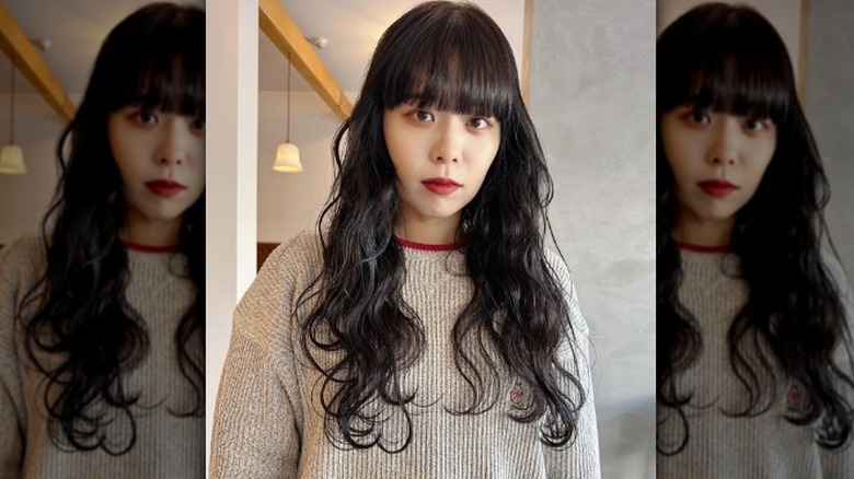 woman with hair perm