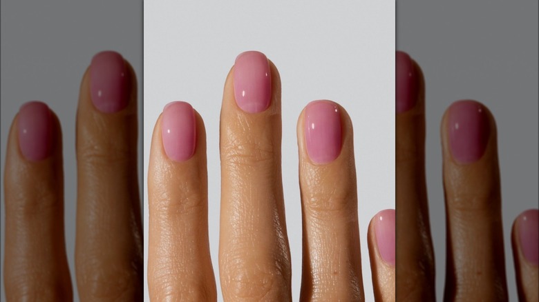 Bright pink rose water mani