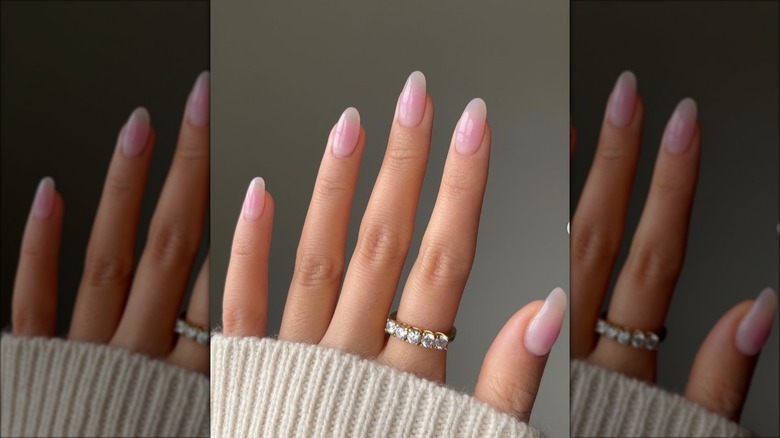Pale pink rose water mani