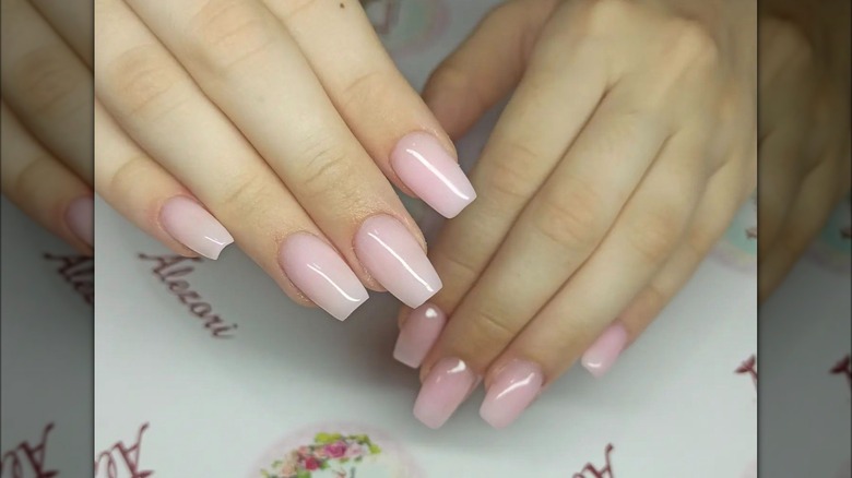 Square rose water manicure