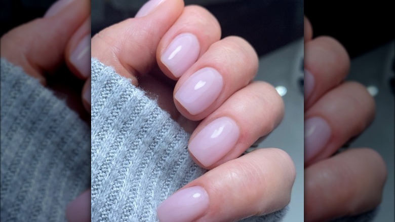 Pale pink rose water mani