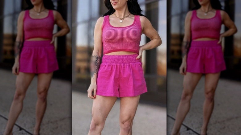 Woman in a monochromatic outfit