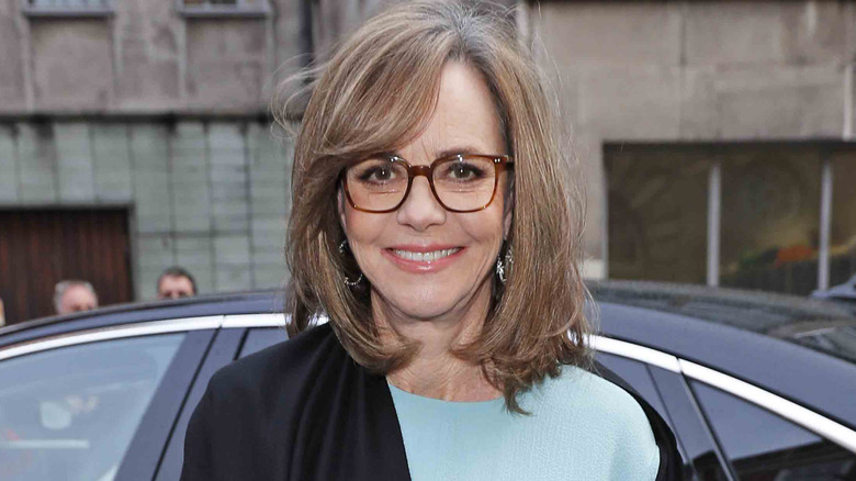 Sally Field with mousy brown hair and glasses in 2019