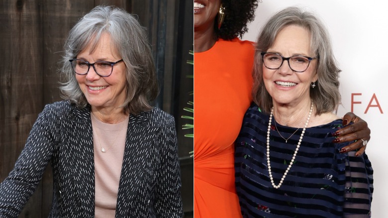 Sally Field with gray hair in 2025
