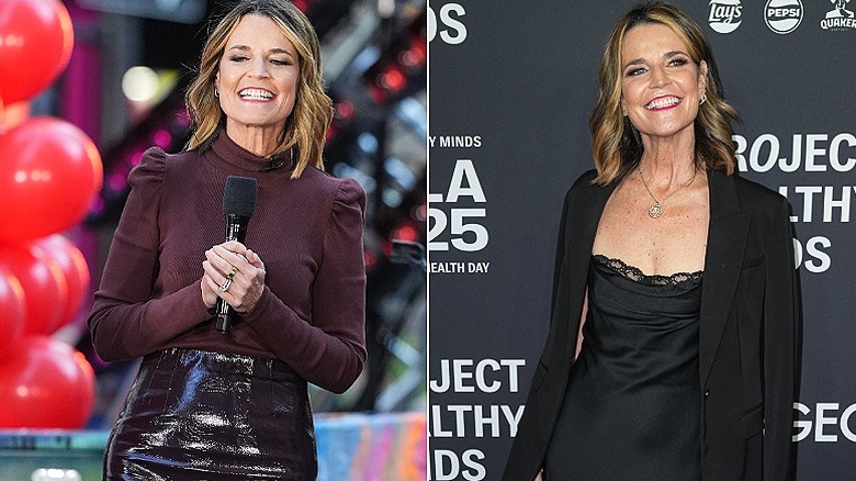 Savannah Guthrie on the set of the Today show and at a charity gala