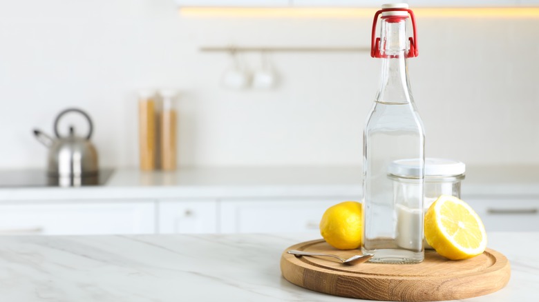 Bottle of vinegar in kitchen