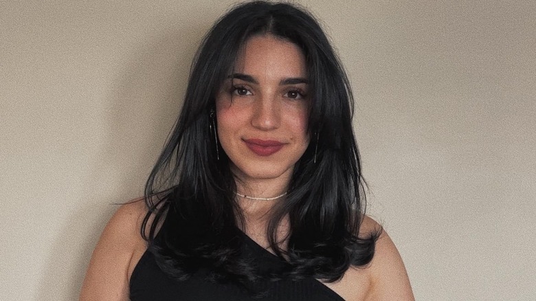 Medium-length dark hair with layers