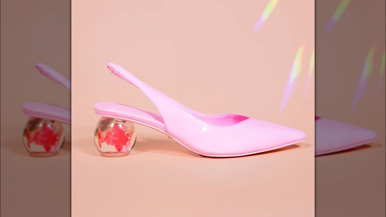 Sling backs with floral globe heel