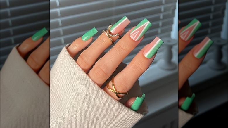 woman with nail design