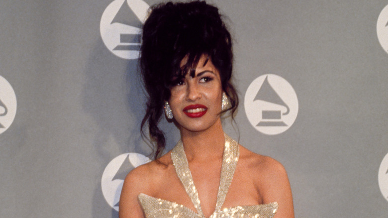 Selena Quintanilla poses at the Grammy awards