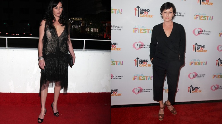 Shannen Doherty wearing black outfits