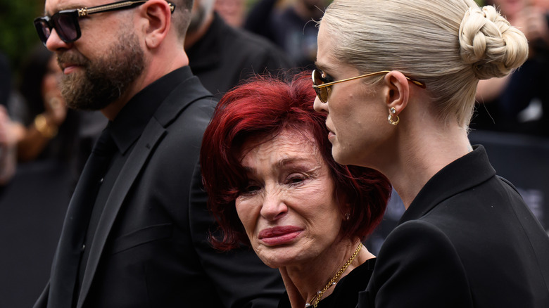 Sharon Osbourne crying at Ozzy Osbourne's funeral