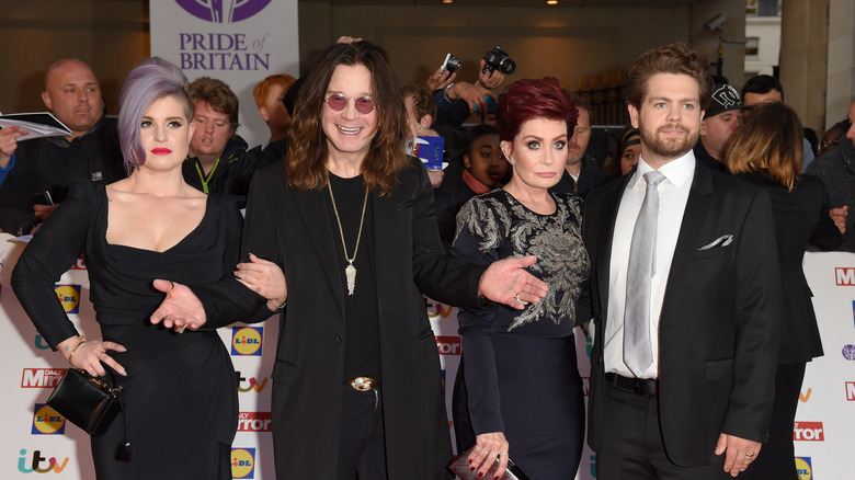 Kelly Osbourne, Ozzy Osbourne, Sharon Osbourne and Jack Osbourne pose for a picture while at the Pride of Britain awards