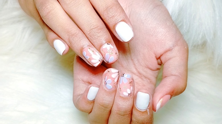 Manicure with various polish