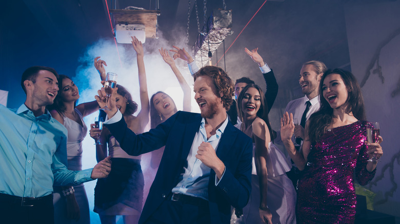 Reception guests partying 