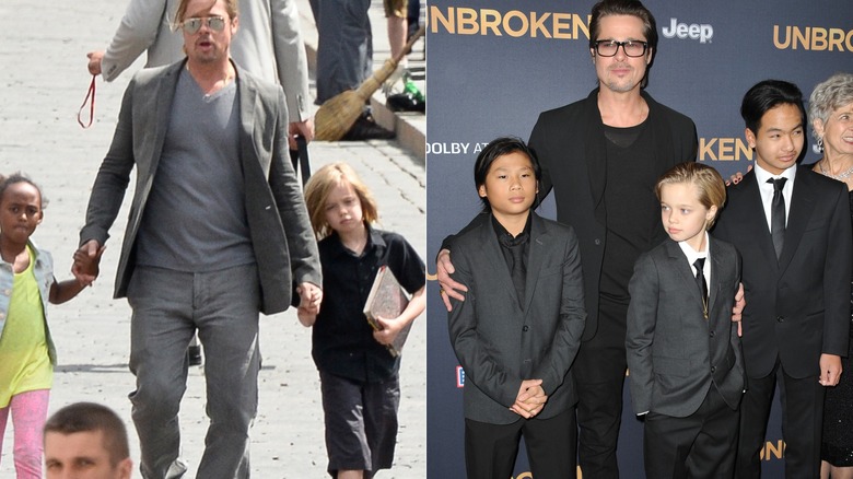 Brad Pitt with his chidlren