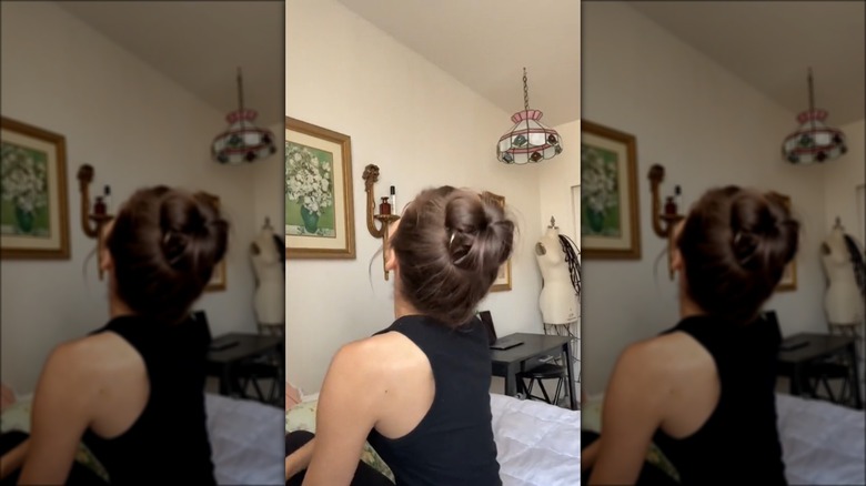 girl with rolled hair 