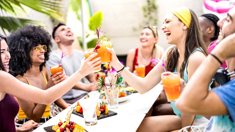 happy friends with drinks