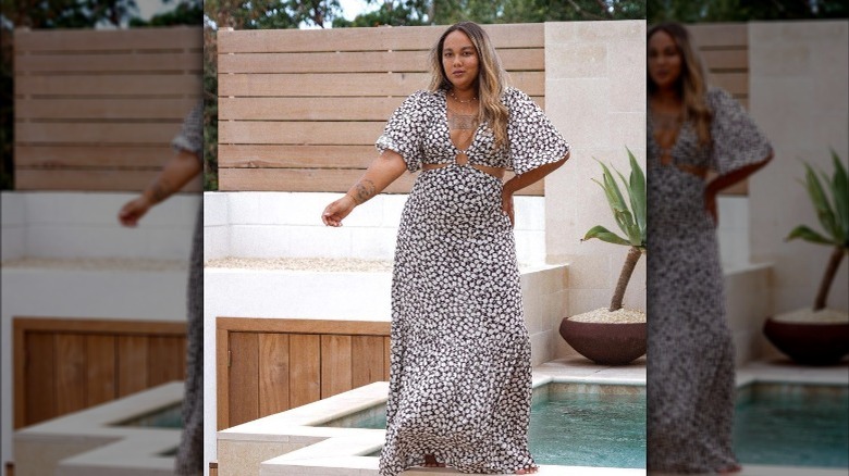 woman wearing cutout dress