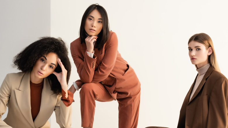 Women with middle and side part