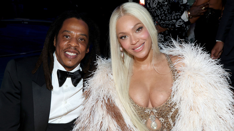 Beyoncé and Jay-Z in at the 2025 Grammy Awards.