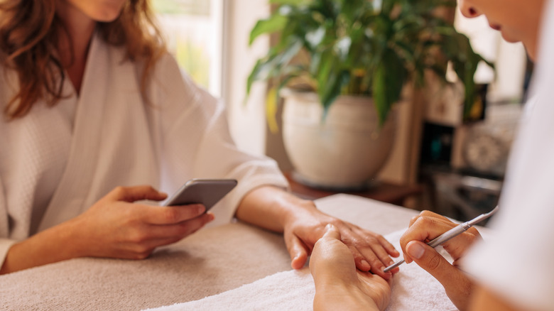 Woman at nail salon
