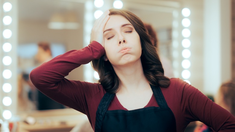woman exhausted and annoyed