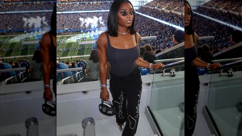 Simone Biles wearing all black