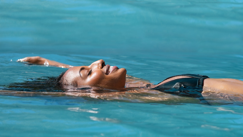 woman floating in water