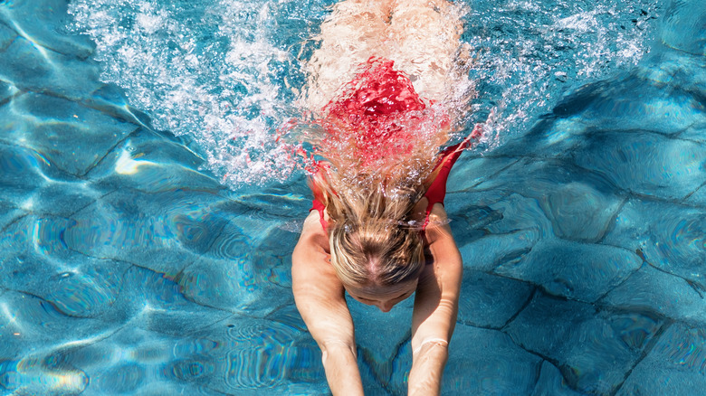 female swimming