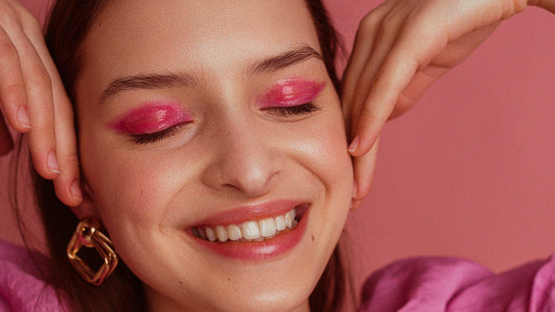 Person with pink eyeshadow