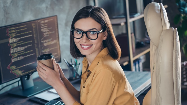 Woman wearing glasses