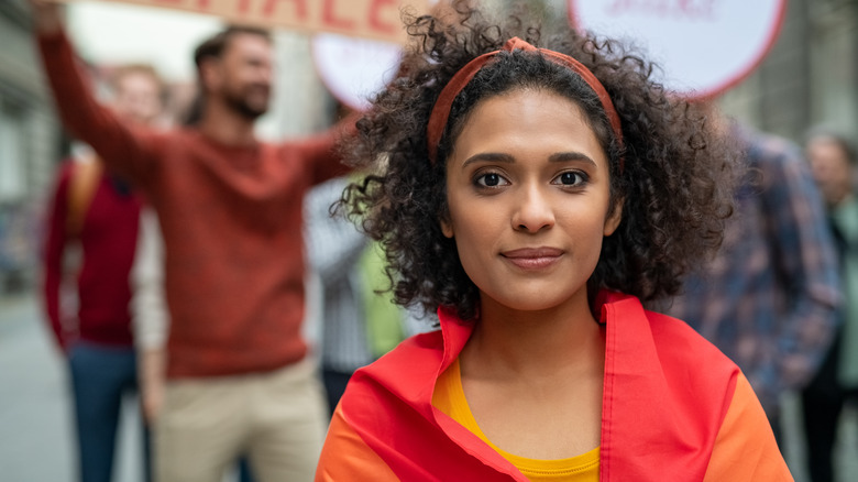 Woman stands up for women's rights