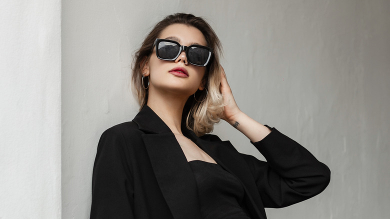 Woman wearing all black