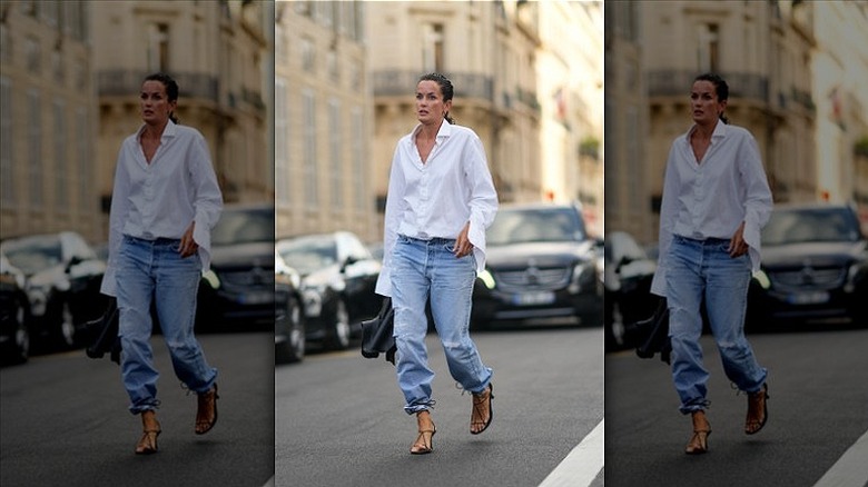 woman with white button-up