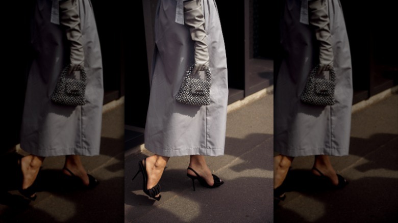 woman wearing slingback sandal heels