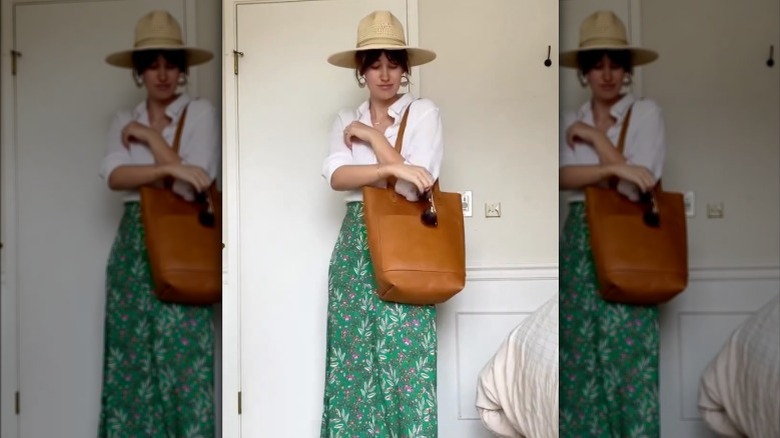 floral skirt with button-down