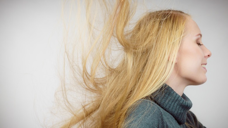 A woman with static hair