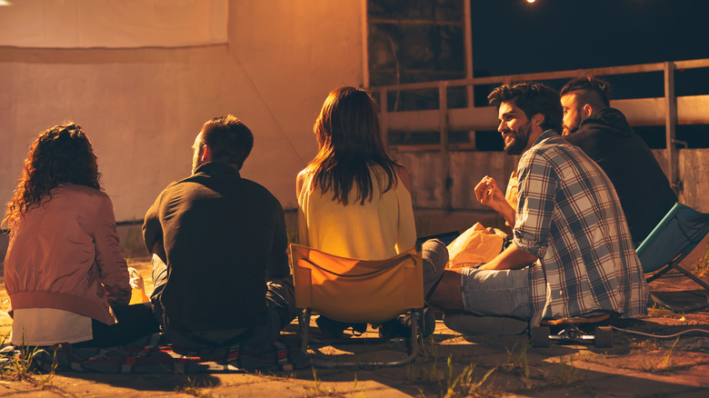 friends watching movie together