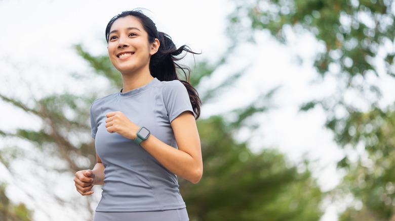 Woman running outdoors